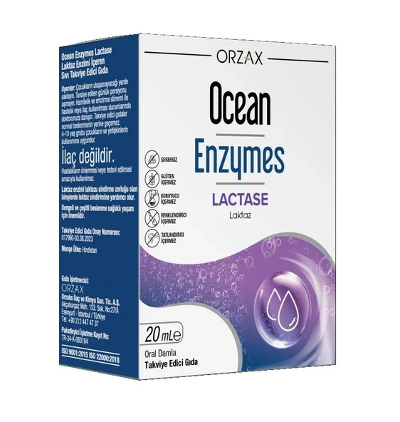 Ocean Enzymes Lactase Damla 20 ml ürün görseli