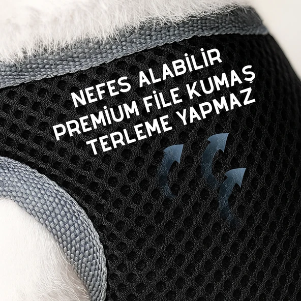 BEYLİNİ L Yıkanabilir Mesh Fileli Göğüs Tasması Nefes Alabilir Terletmez Dayanıklı Klipslı Cırtlı Tasma - 2
