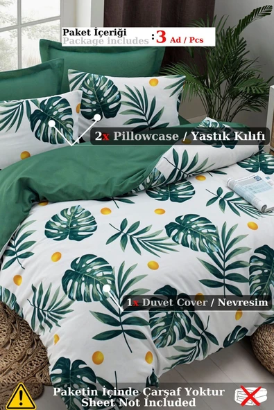 Eponj Home Mature Nevresim Seti Çift Kişilik Monstera Yeşil - Resim 3