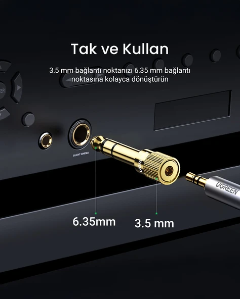 UGREEN 6.5mm - 3.5mm Stereo Jak Dönüştürücü Adaptör, 20503 - 6