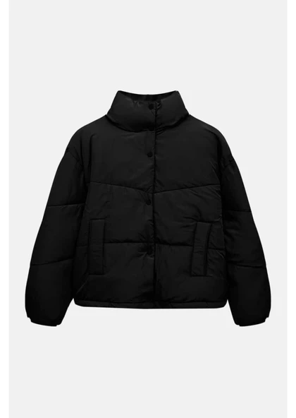 Pull&Bear Kadın Yüksek Yaka Kapitone Şişme Mont - 3