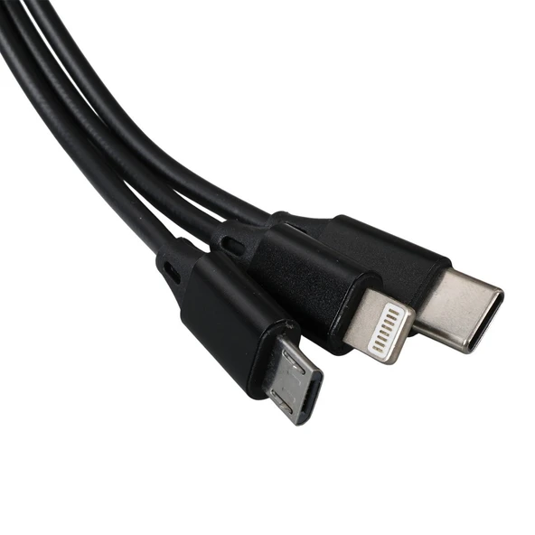 PowerMaster PM-26346 Siyah 3'ü 1 Arada Usb Şarj Kablosu - Resim 2