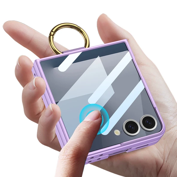 Galaxy Z Flip 7 Kılıf M-safe Şarj Özellikli Kıpta Yüzüklü Flip Sert Kılıf - Resim 10