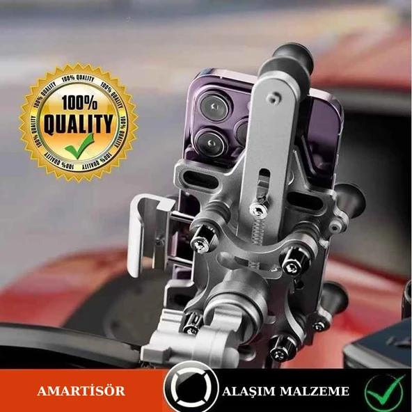 Trend Store Metal Yüksek Alaşımlı 360 Dönen Ayarlanabilir Amortisör Şok Emici Titreşim Önleyici Gidon Motosiklet Telefon Tutucu Bisiklet Tutucusu - 3