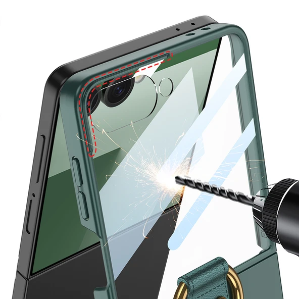 Galaxy Z Flip 7 Kılıf M-safe Şarj Özellikli Kıpta Yüzüklü Flip Sert Kılıf - Resim 12