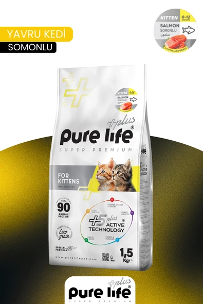 PURELİFE PLUS SOMONLU YAVRU KEDİ MAMASI 1.5KG