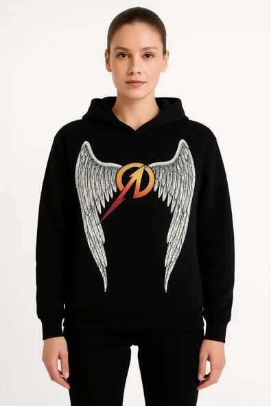 Metallica İki İplik Kapüşonlu Ön ve Arka Baskılı hoodie - Siyah - Resim 2