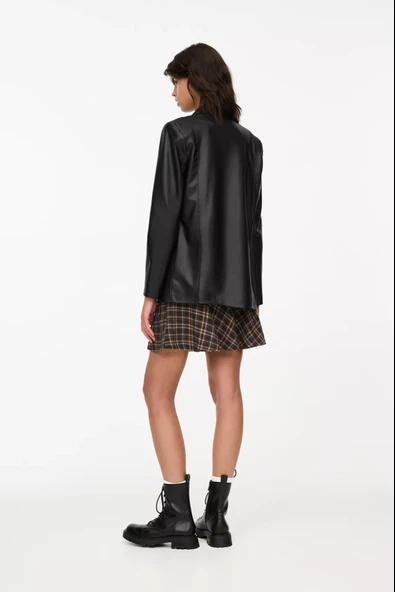Pull & Bear Oversize Suni Deri Blazer Ceket - 2