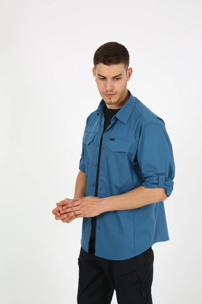 ModaCanel Monel Outdoor Mavi Turkuaz Tactical Gömlek Taktik Giyim Ripstop Gömlek - Resim 3