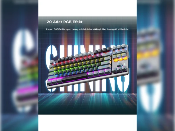 Lenovo Lecoo GK304 RGB TKL Red Switch Kablolu Mekanik Oyuncu Klavyesi - 4