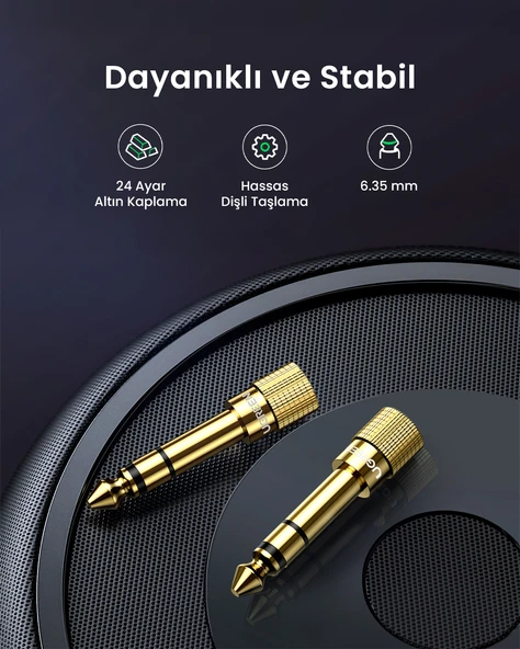 UGREEN 6.5mm - 3.5mm Stereo Jak Dönüştürücü Adaptör, 20503 - 8