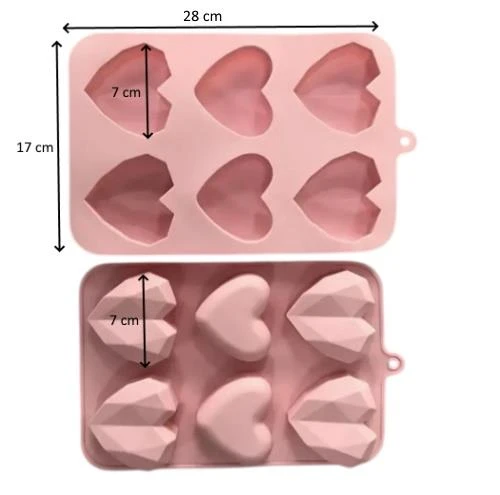 Pastaland Silikon Kek Kalıbı Kalp Düz Elmas şekilli - Resim 2