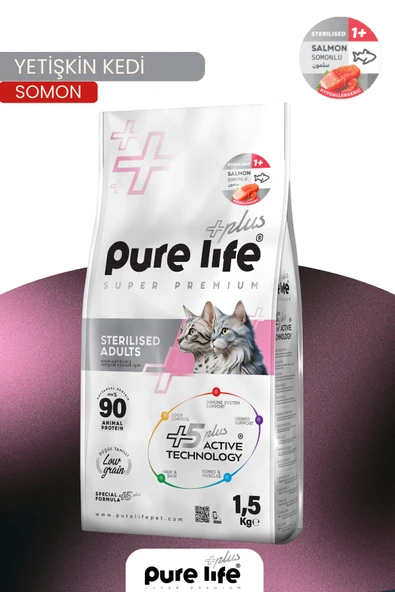 PURELİFE PLUS SOMONLU KISIRLAŞTIRILMIŞ KEDİ MAMASI 1.5KG
