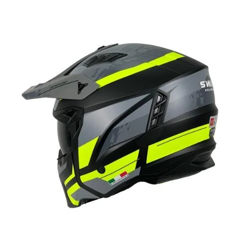 Sway X1-X Seul Track Modüler Full Face Çene Sökülebilen Motosiklet Kaskı 2XL Beden Siyah Sarı - 2