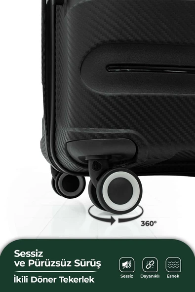 Artemis Polipropilen PP Kırılmaz 2'li Valiz Seti Büyük ve Kabin Boy - Gri - Resim 9