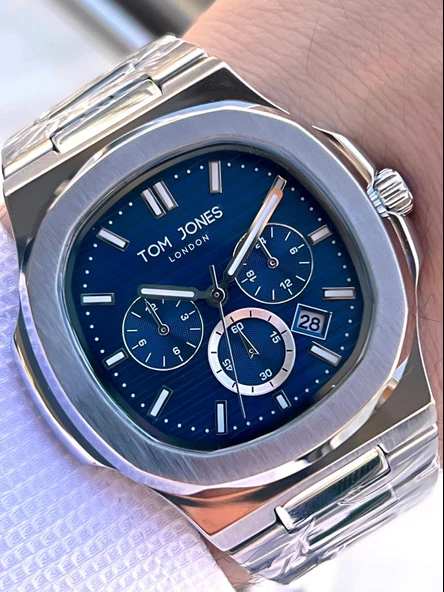 Tom Jones Çelik Kordon 3 Atm Suya Dayanıklı 2 Yıl Garantili Erkek Kol Saati+Bileklik TJE1.10044.3 - Resim 2