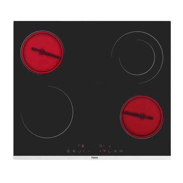 Ferre MS263 Siyah Vitroseramik Elektrikli Ocak 60 Cm, Çift Halkalı (Dual) Pişirme Gözlü ürün görseli 1