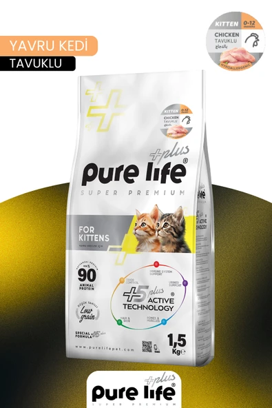 PURELİFE PLUS TAVUKLU YAVRU KEDİ MAMASI 1.5KG