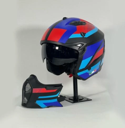 Sway X1-X Seul Track Modüler Full Face Çene Sökülebilen Motosiklet Kaskı 2XL Beden Siyah Kırmızı - Resim 6