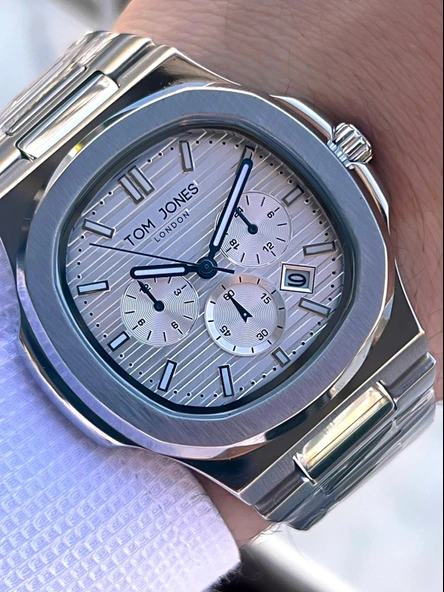 Tom Jones Çelik Kordon 3 Atm Suya Dayanıklı 2 Yıl Garantili Erkek Kol Saati+Bileklik TJE1.10044.1 - Resim 2