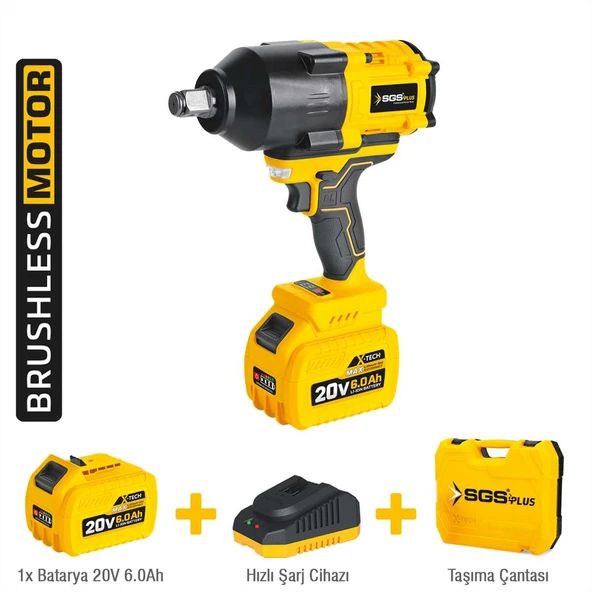 SGS DARBELİ SOMUN SIKMA SETİ 1200 Nm Tork 3/4 1X6.0 Ah (KÖMÜRSÜZ MOTOR) ürün görseli