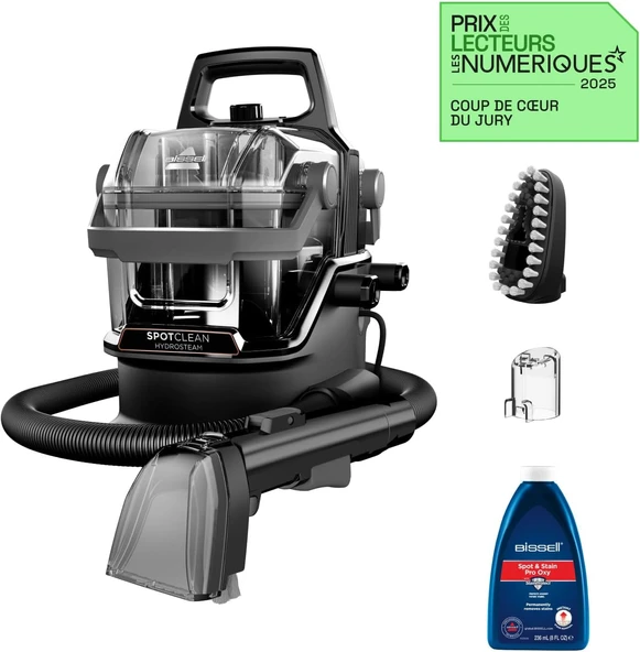 BISSELL SpotClean HydroSteam Leke Temizleyici  HydroSteam  Teknolojisi  Buharlama, Fırçalama, Vakumlama  Kilim, Halı ve Daha Fazlası İçin  3689N, Siyah Orta Soğuk Gri Bakır Liman - 1