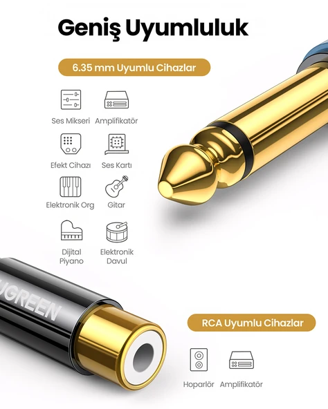 UGREEN 6.35 mm Erkek - RCA Dişi Adaptör, 80731 - 4