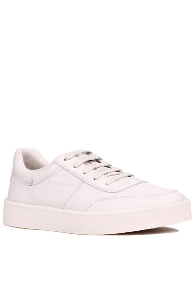 Shoetyle - Bej Renk Hakiki Deri Bağcıklı Erkek Sneaker 666-4404 - Resim 3