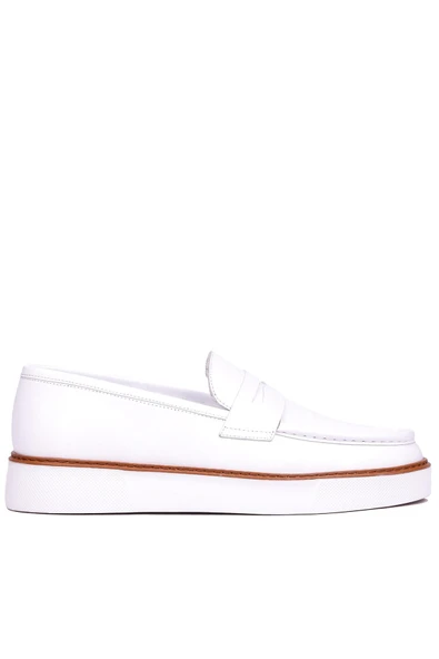 Shoetyle - Beyaz Deri Bağcıksız Erkek Günlük Ayakkabı 101-083 ürün görseli