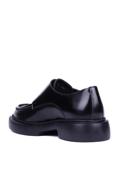 Shoetyle - Siyah Hakiki Açma Deri Tokalı Erkek Klasik Ayakkabı 115-K575 - Resim 4