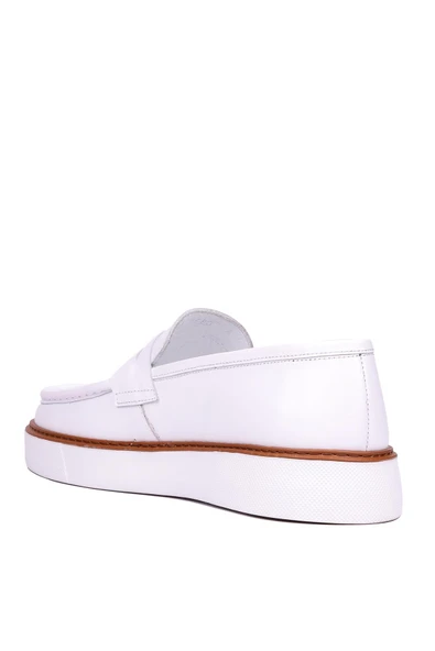 Shoetyle - Beyaz Deri Bağcıksız Erkek Günlük Ayakkabı 101-083 - Resim 4