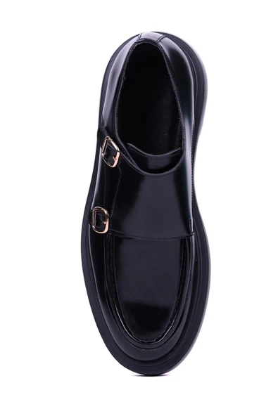 Shoetyle - Siyah Hakiki Açma Deri Tokalı Erkek Klasik Ayakkabı 115-K575 - Resim 5