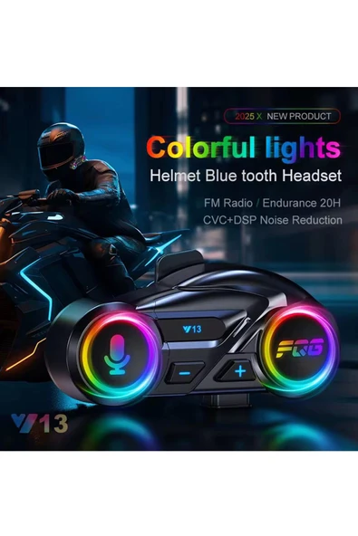 Y13 Motor Kask Kulaklık RGB Modlu Radyolu Motosiklet Kulaklık 5.3 Bluetooth Intercom - Resim 5