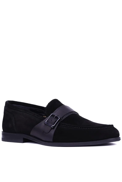 Shoetyle - Siyah Hakiki Süet Deri Erkek Klasik Ayakkabı 115-K580 - Resim 2