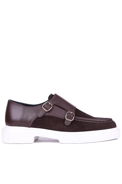 Shoetyle - Kahverengi Hakiki Süet, Deri Tokalı Erkek Klasik Ayakkabı 115-K575 ürün görseli