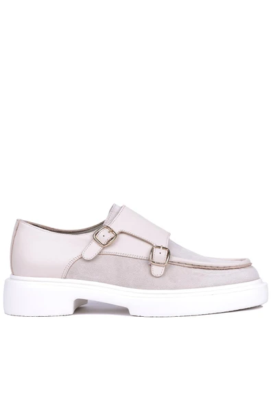 Shoetyle - Bej Hakiki Süet, Deri Tokalı Erkek Klasik Ayakkabı 115-K575 ürün görseli