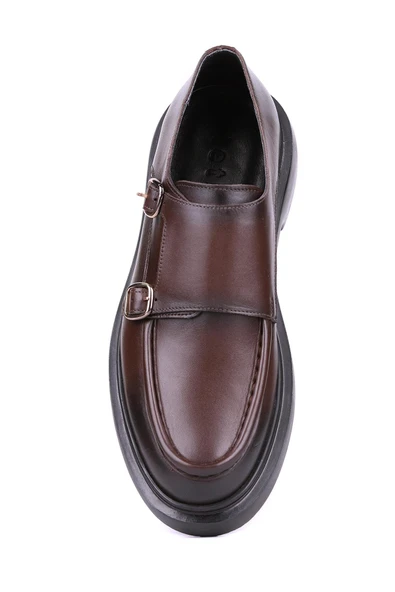 Shoetyle - Kahverengi Hakiki Deri Tokalı Erkek Klasik Ayakkabı 115-K575 - Resim 5