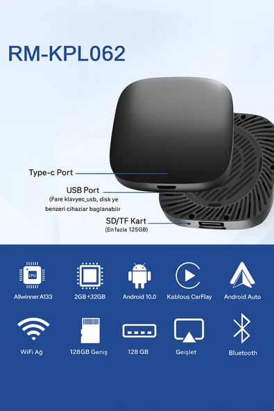 Wireless Carplay Android Araba 4 Çekirdekli Akıcı FullHd 1080P Wifi 2.4/5G - 5