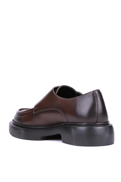 Shoetyle - Kahverengi Hakiki Deri Tokalı Erkek Klasik Ayakkabı 115-K575 - Resim 4