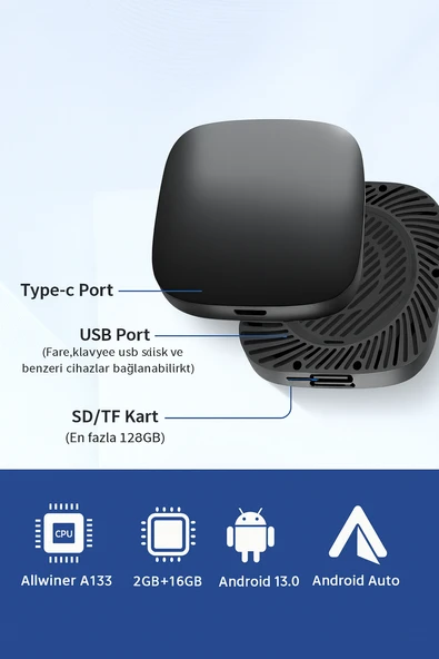 Wireless Carplay Android Araba 4 Çekirdekli Akıcı FullHd 1080P Wifi 2.4/5G - 6