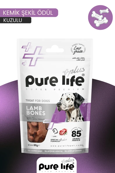 PURELİFE PLUS KEMİK ÖDÜL MAMASI KUZU ETLİ 80GR