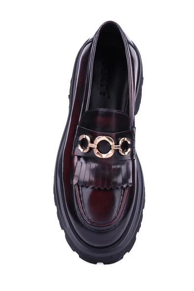 Shoetyle - Bordo Hakiki Açma Deri Püsküllü Erkek Günlük Ayakkabı 115-K594 - Resim 5