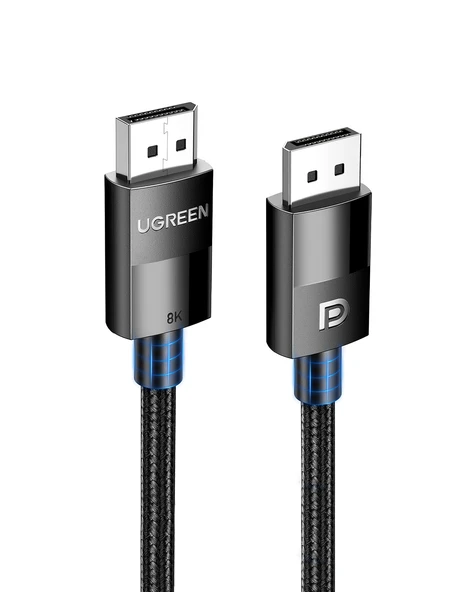UGREEN 8K 60Hz Displayport - Displayport 1.4 Örgülü Kablo 2 Metre, Siyah, 80392 - 3
