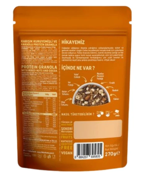 Vegan Protein Granola -Karışık Kuruyemiş & Kakao 270g- Protein Bar 3'lü Set - 2