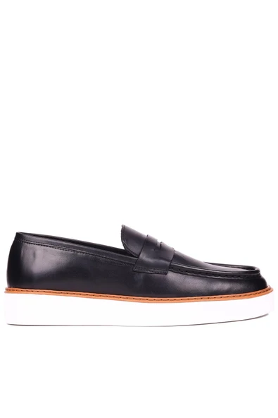 Shoetyle - Siyah Deri Bağcıksız Erkek Günlük Ayakkabı 101-083 ürün görseli