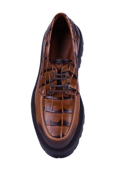 Shoetyle - Taba Hakiki Deri Bağcıklı Erkek Günlük Ayakkabı 115-K512 - Resim 9