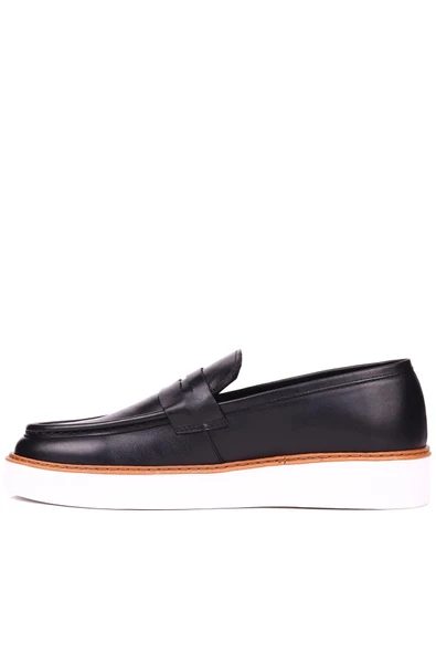 Shoetyle - Siyah Deri Bağcıksız Erkek Günlük Ayakkabı 101-083 - Resim 3