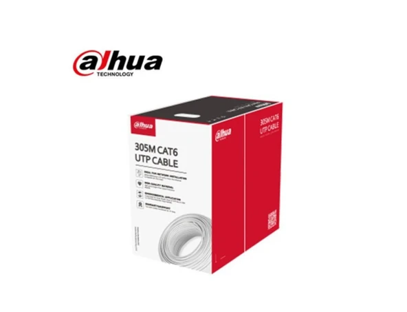 Dahua PFM922I-6UN-C 305m UTP CAT6 23 AWG CCA Polyester PVC Cat6 Kablo Beyaz ürün görseli 1