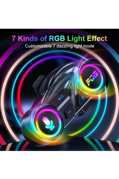 Y13 Motor Kask Kulaklık RGB Modlu Radyolu Motosiklet Kulaklık 5.3 Bluetooth Intercom - Resim 6