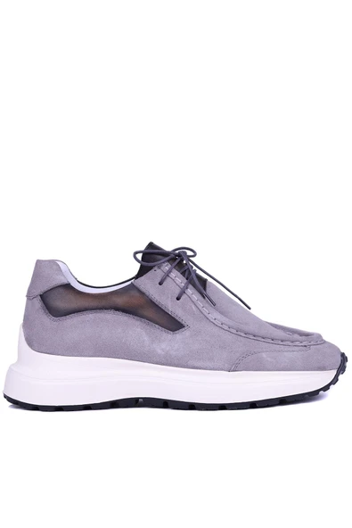 Shoetyle - Gri Hakiki Süet Deri Bağcıklı Erkek Günlük Ayakkabı 115-K525 ürün görseli
